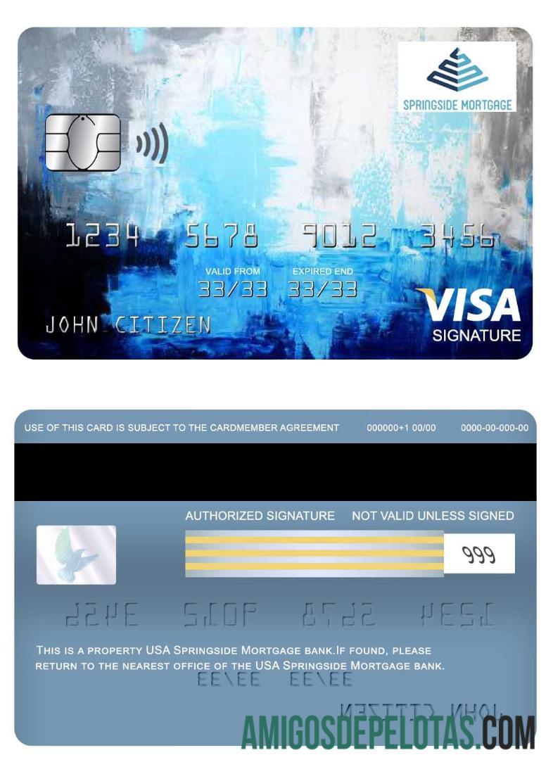 AS Springside Hipotik bank visa Tanda Tangan kartu desain