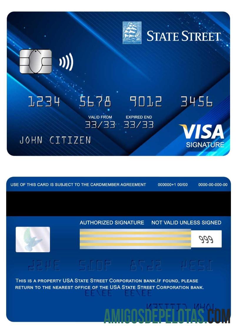 AS State Street Corporation bank Tanda Tangan kartu desain