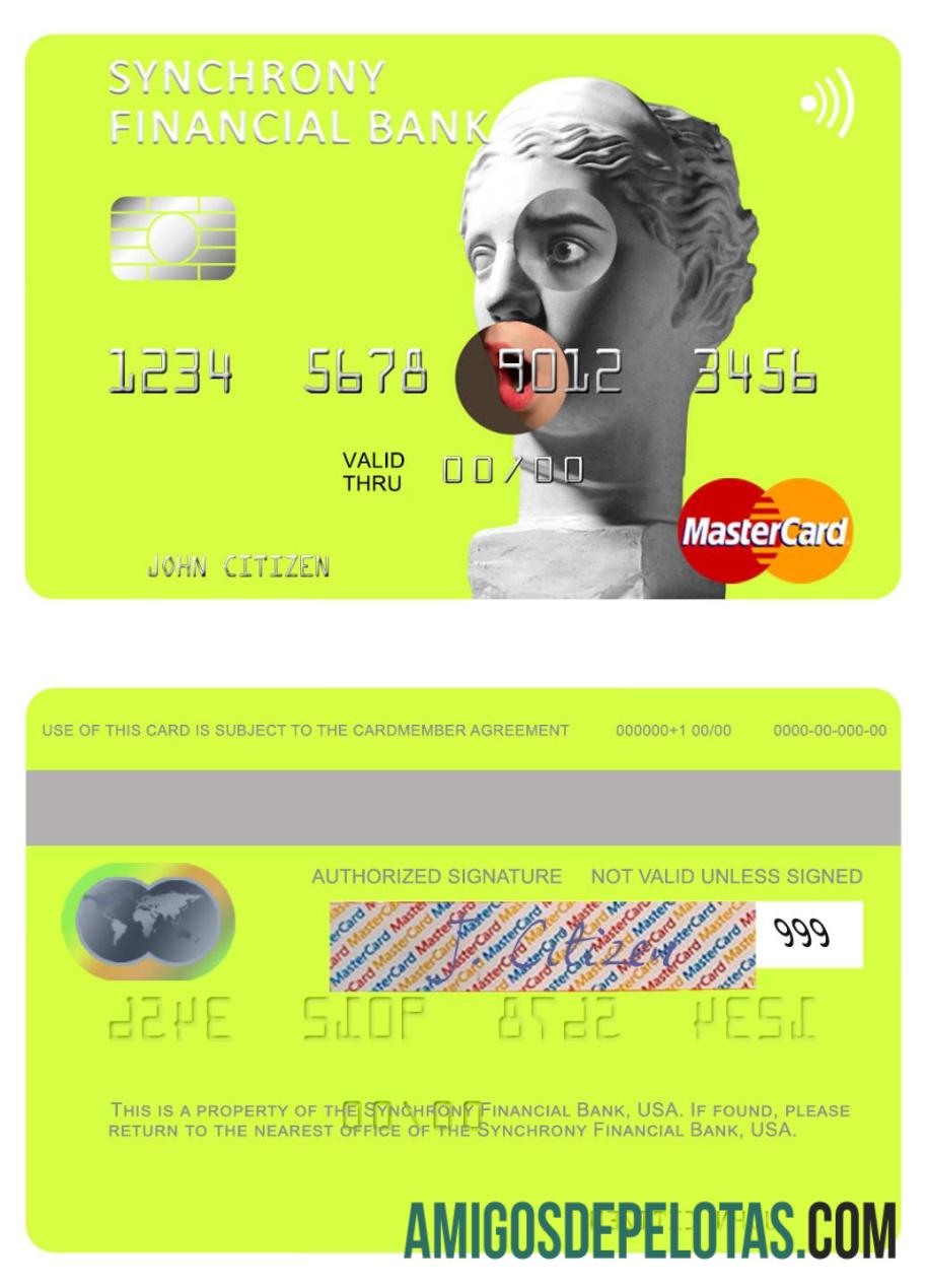 AS Synchrony Financial bank mastercard desain