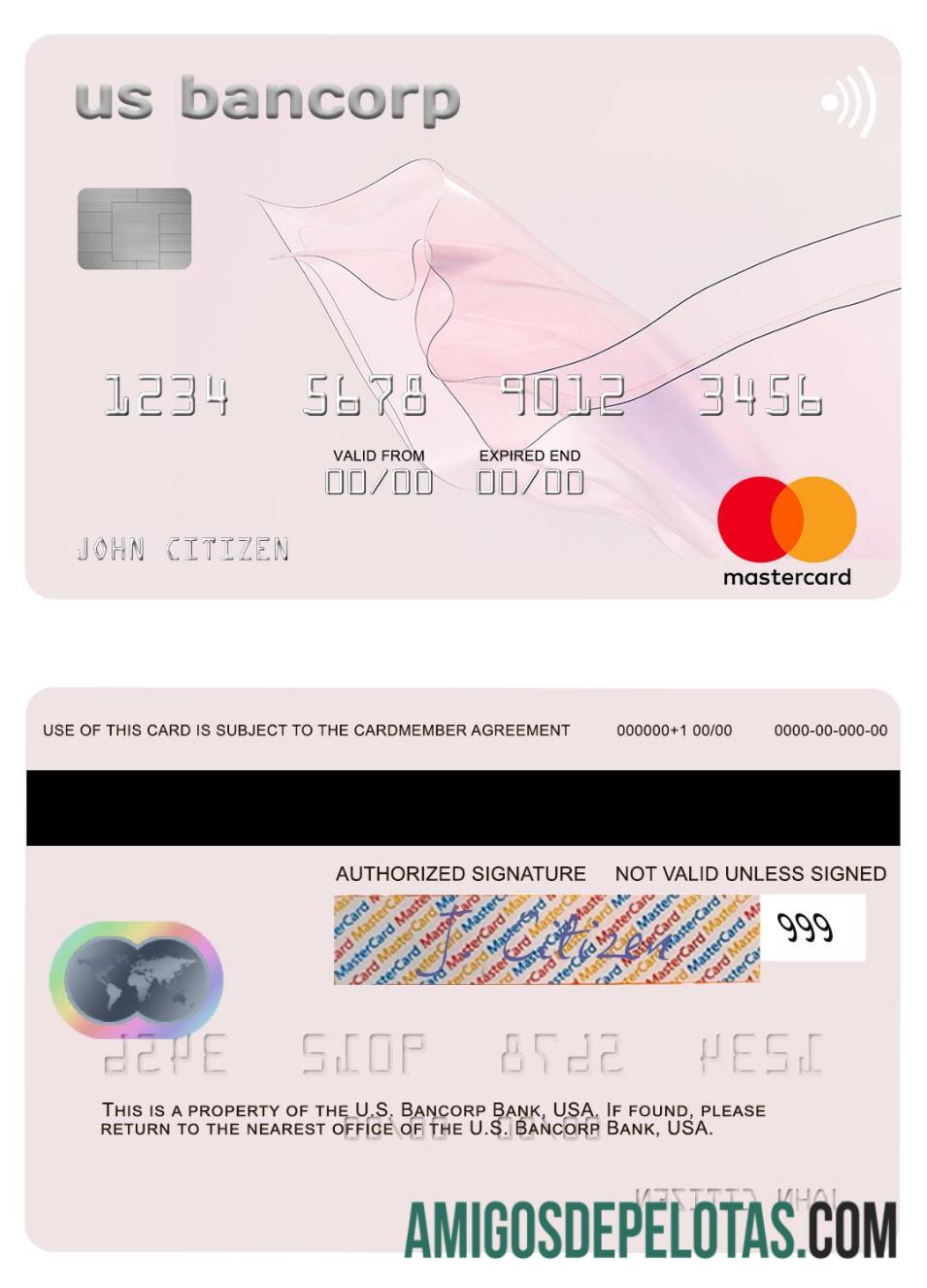 AS U.S. Bancorp bank mastercard sampel