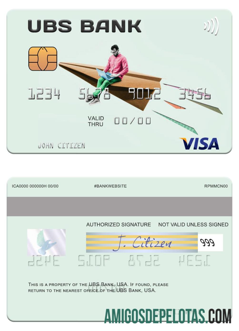AS UBS bank visa kartu templat