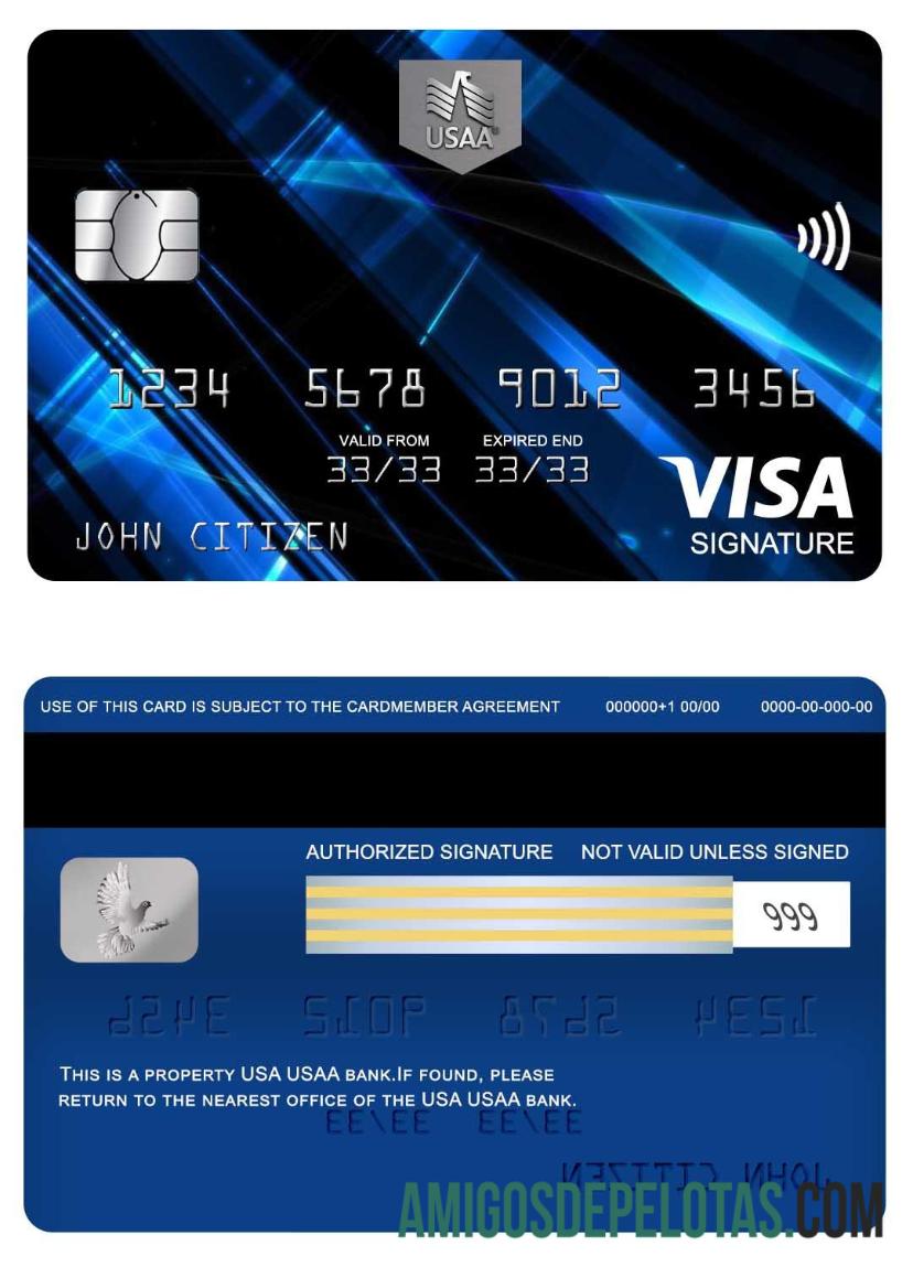 AS USAA bank visa Tanda Tangan kartu sampel