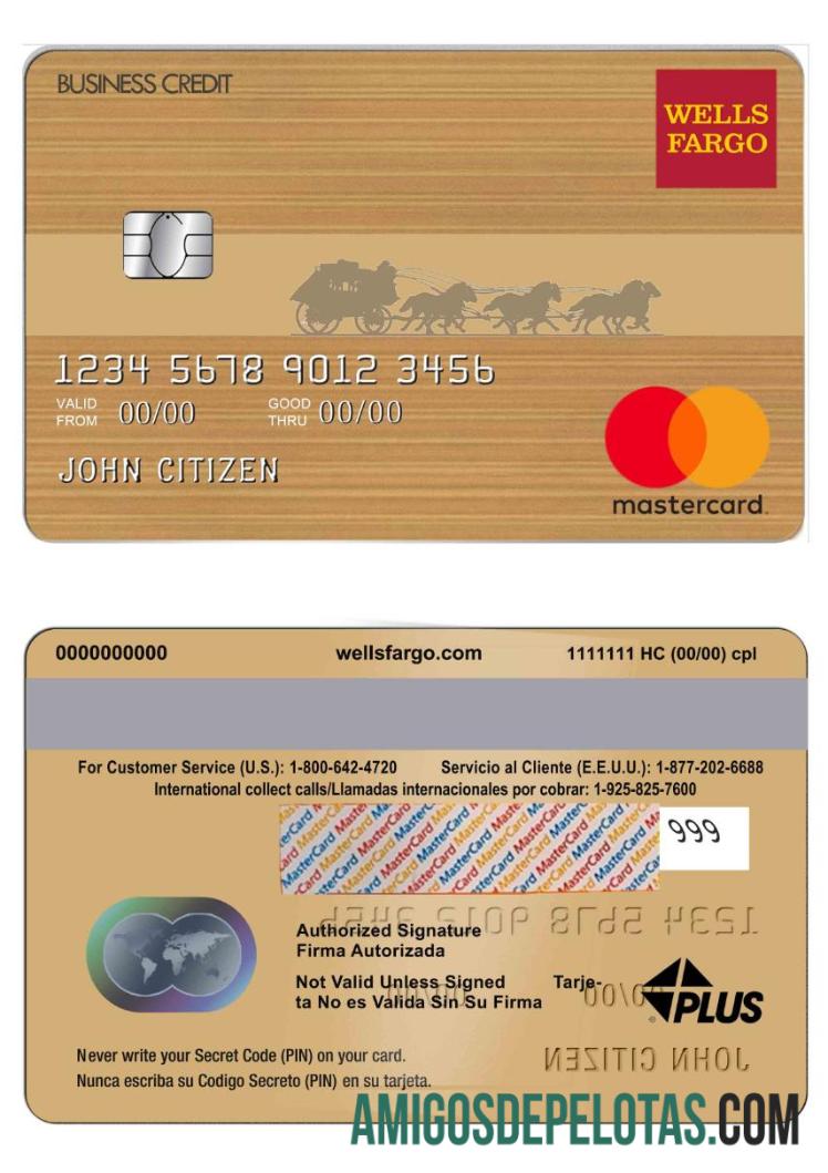 AS Wells Fargo bank mastercard cokelat templat