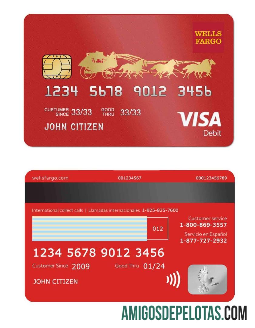 AS Wells Fargo bank visa Debit kartu sampel