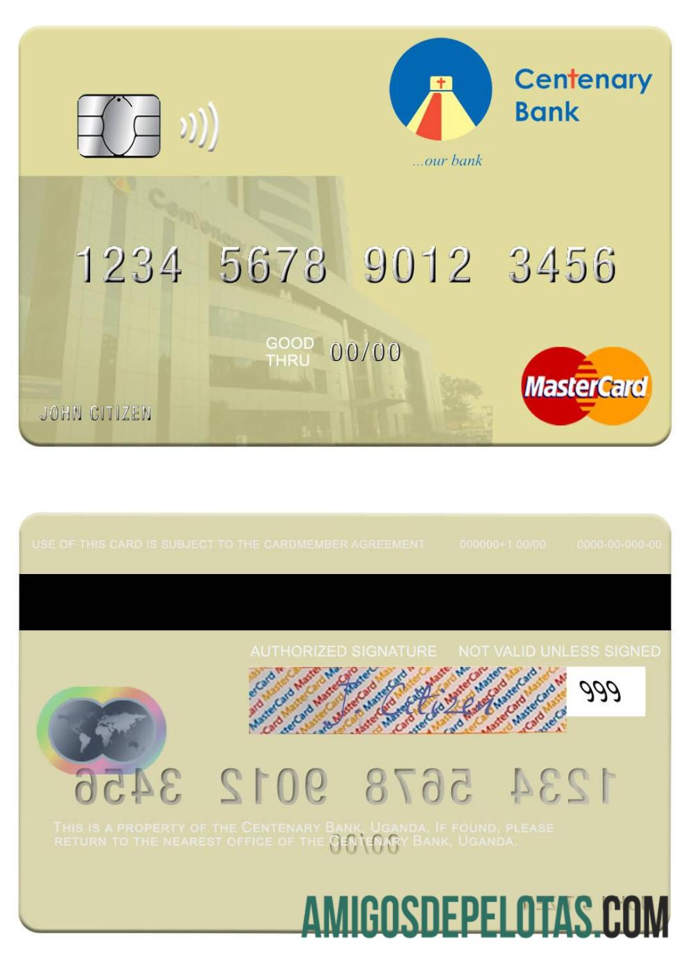 Uganda Centenary bank mastercard templat