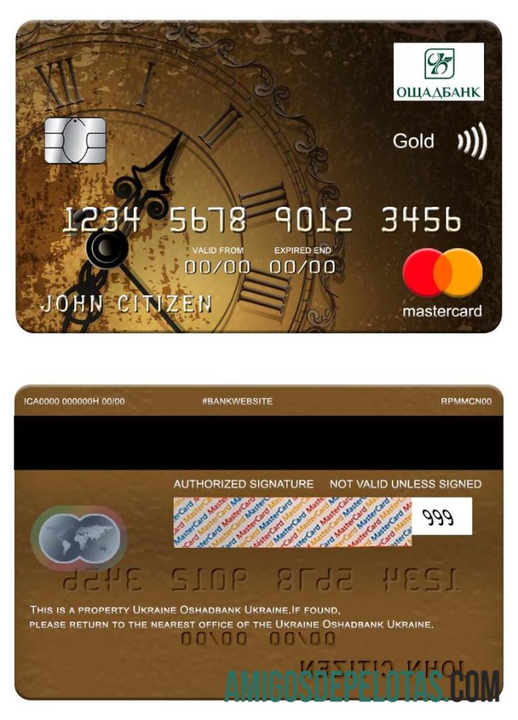 Ukraina Oshadbank Ukraina mastercard gold templat