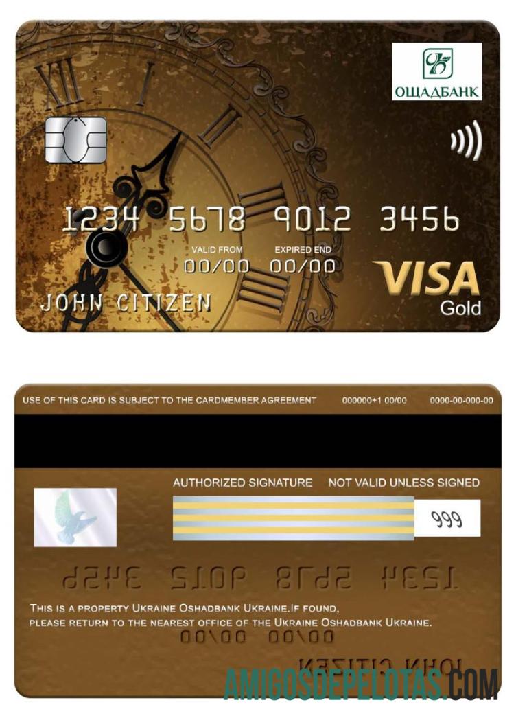 Ukraina Oshadbank visa gold kartu templat