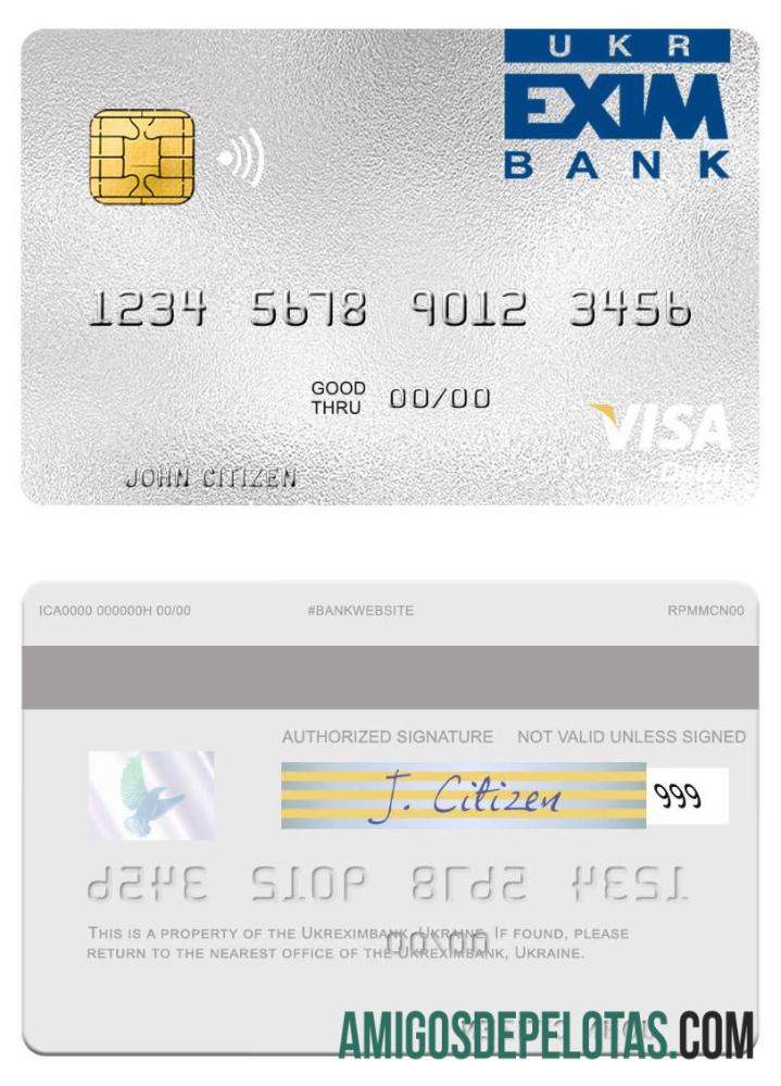 Ukraina Ukreximbank visa Debit kartu desain