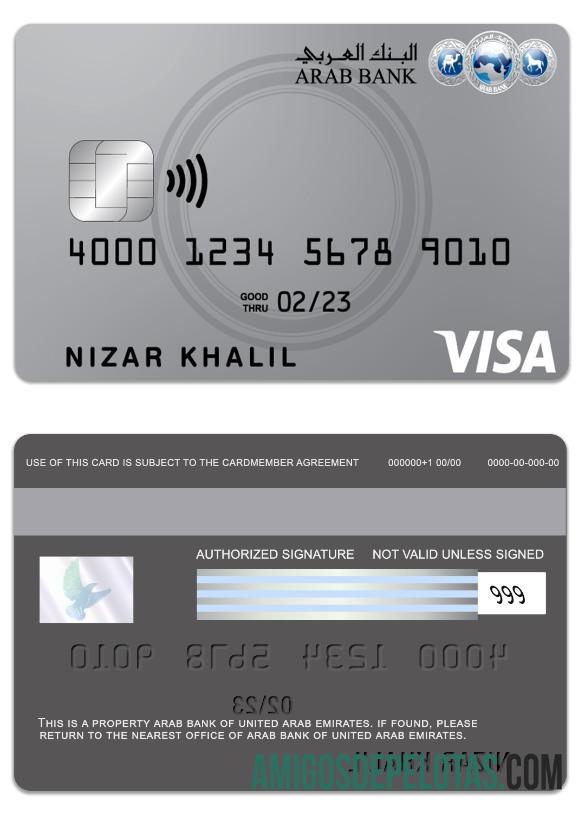 Uni Emirat Arab Arab bank visa classic Kredit kartu desain