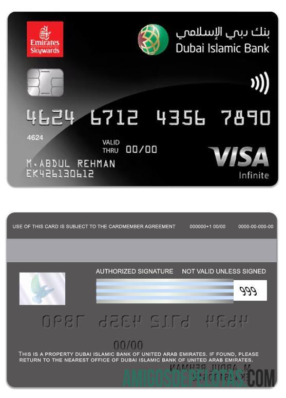 Uni Emirat Arab Dubai Islamic bank Emirates Skywards DIB Infinite sampel