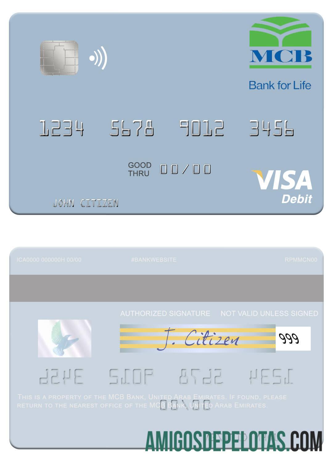 Uni Emirat Arab MCB bank visa Debit kartu makering