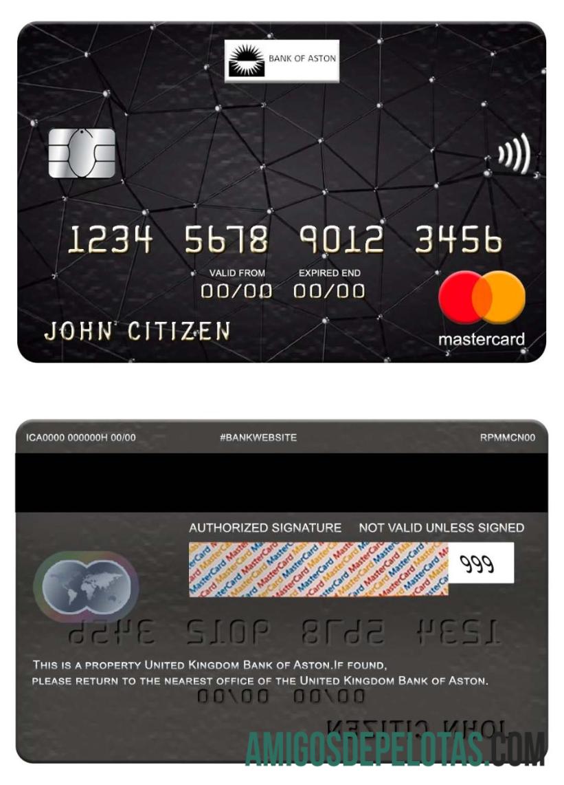 Inggris Raya bank of Aston mastercard sampel