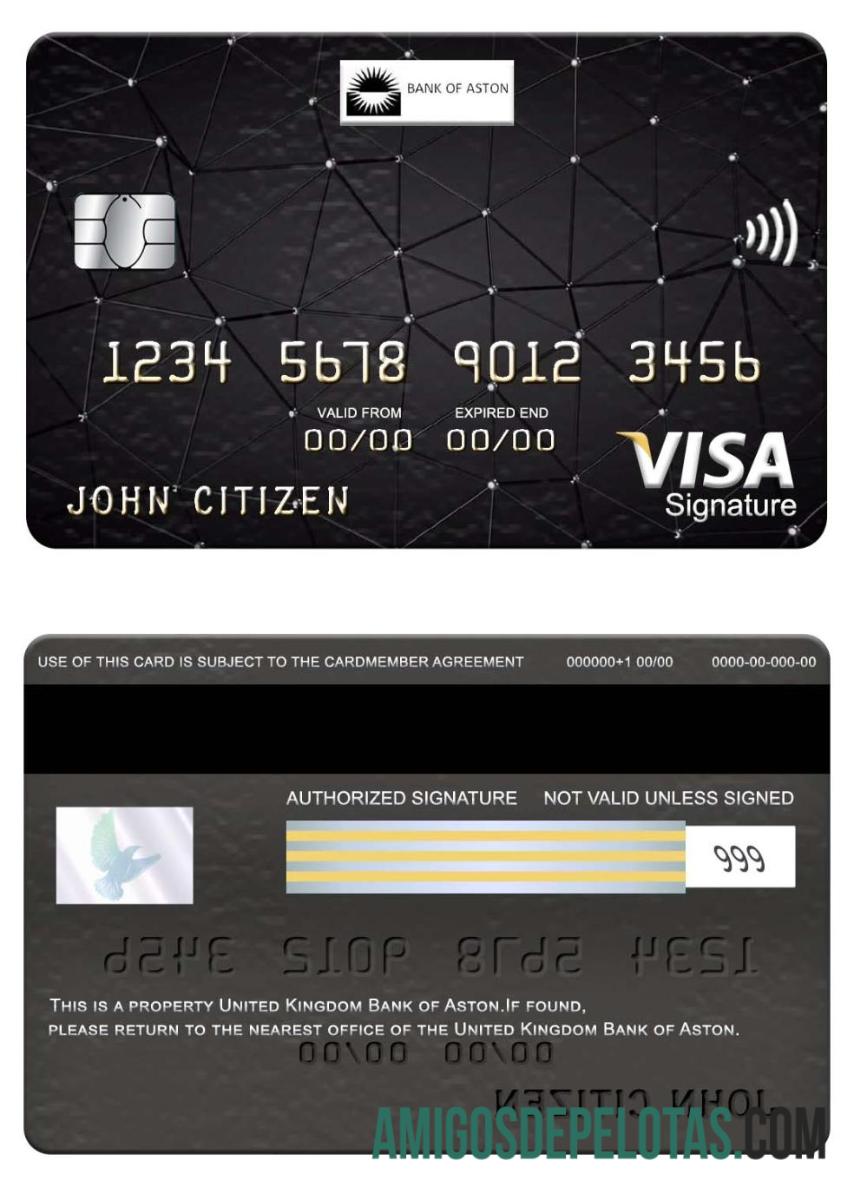 Inggris Raya bank of Aston visa Tanda Tangan kartu pratinjau