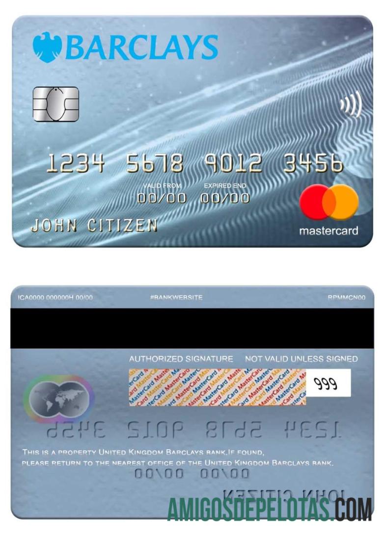 Inggris Raya Barclays bank mastercard sampel