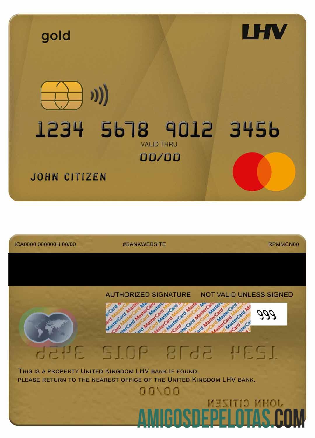 Inggris Raya LHV bank mastercard gold sampel