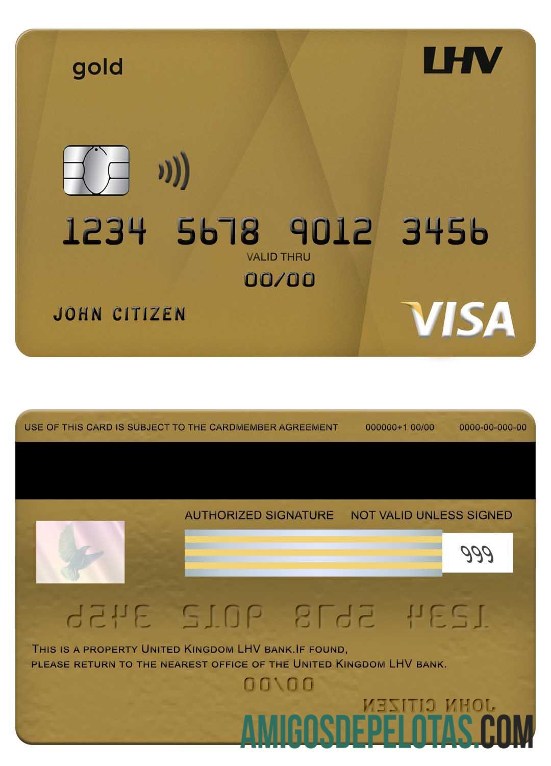 Inggris Raya LHV bank visa gold kartu desain