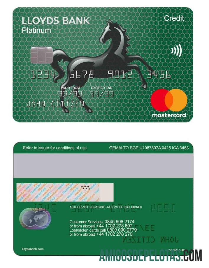 Inggris Raya Lloyds platinum mastercard templat