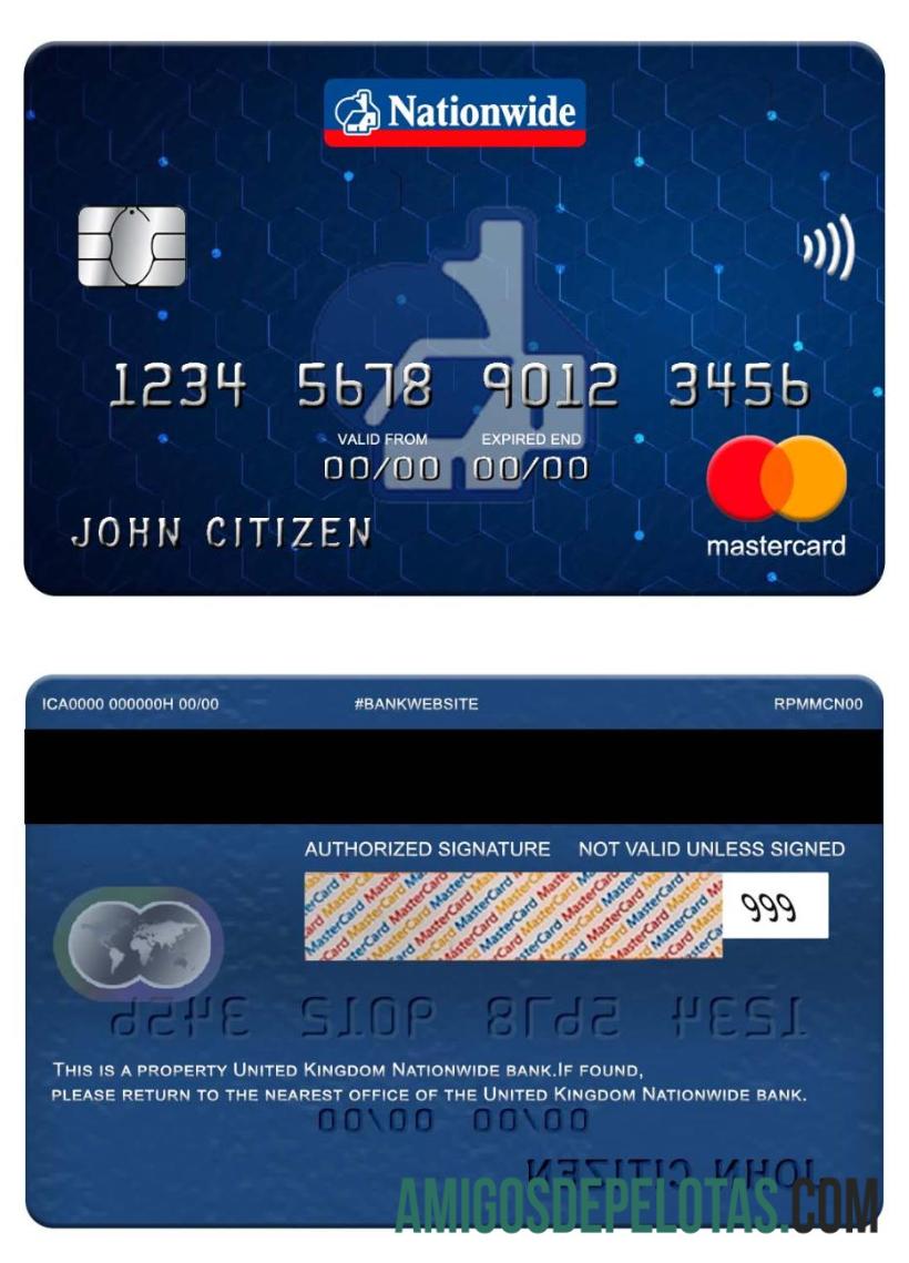 Inggris Raya Nationwide bank mastercard desain