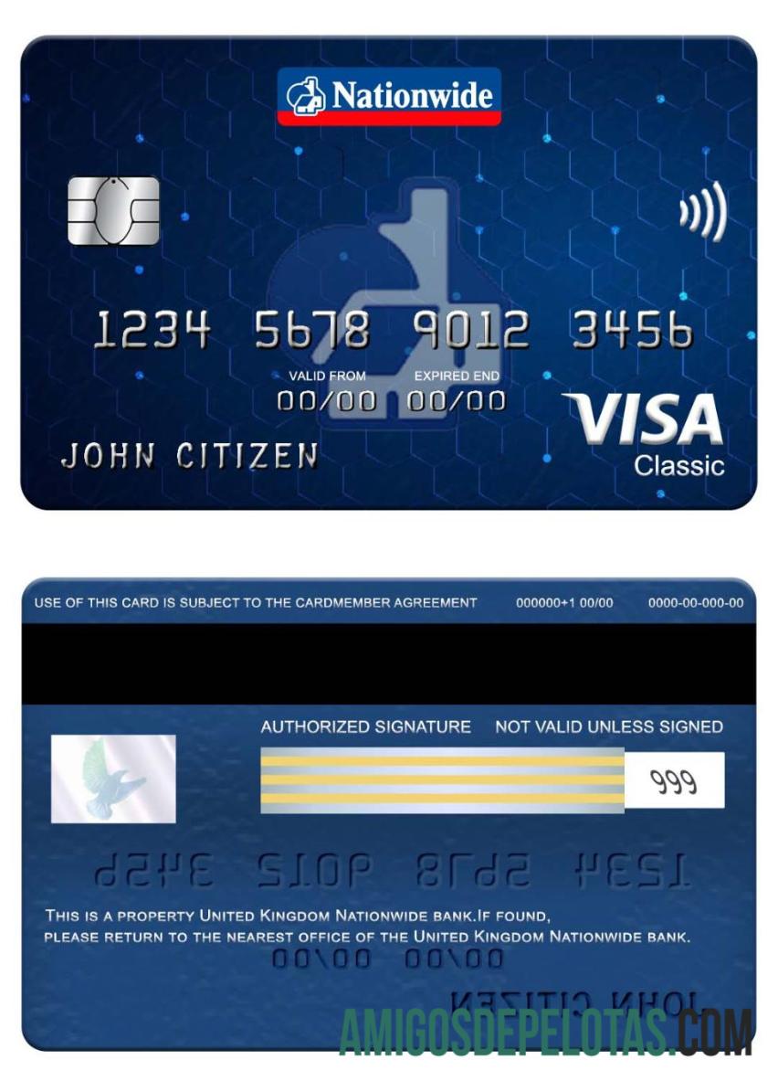 Inggris Raya Nationwide bank visa classic kartu templat