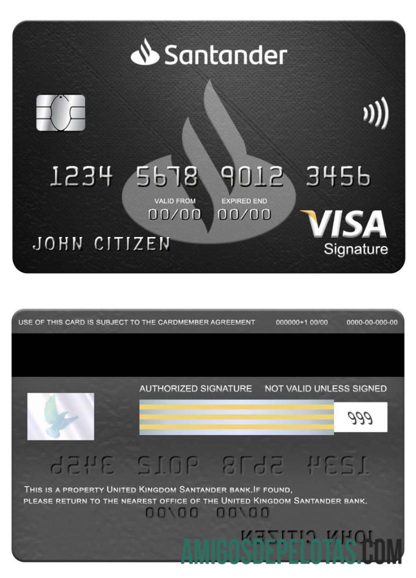 Inggris Raya Santander bank visa Tanda Tangan kartu desain
