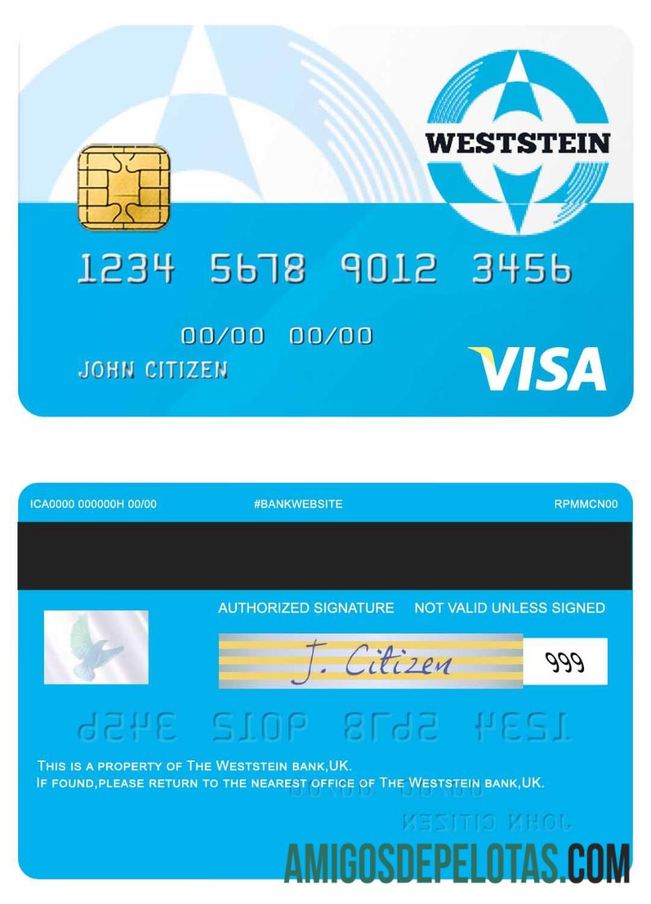 Inggris Raya Weststein bank visa kartu sampel