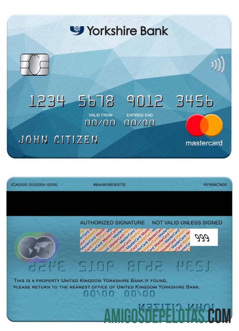 Inggris Raya Yorkshire bank mastercard desain