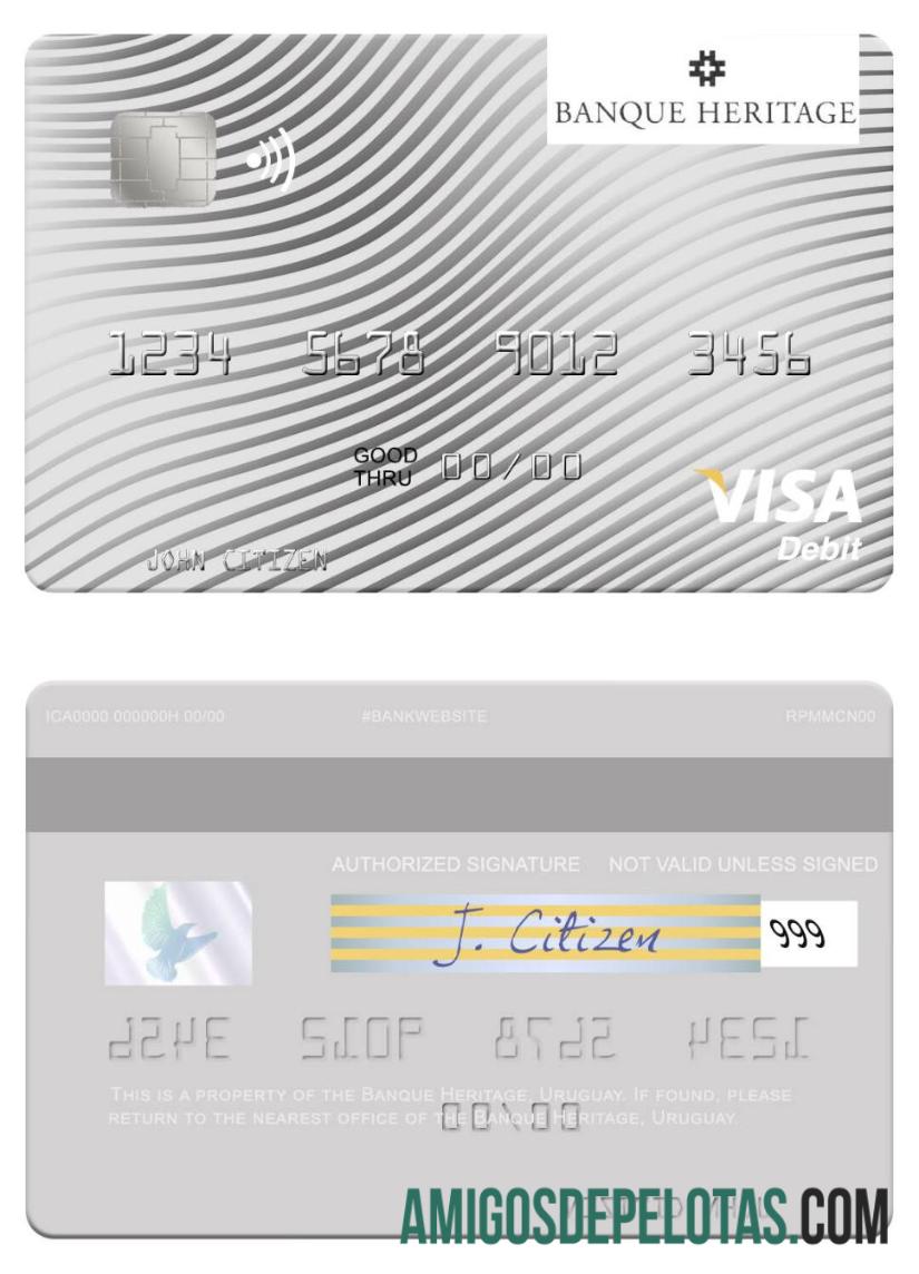 Uruguay Banque Heritage visa Debit kartu makering