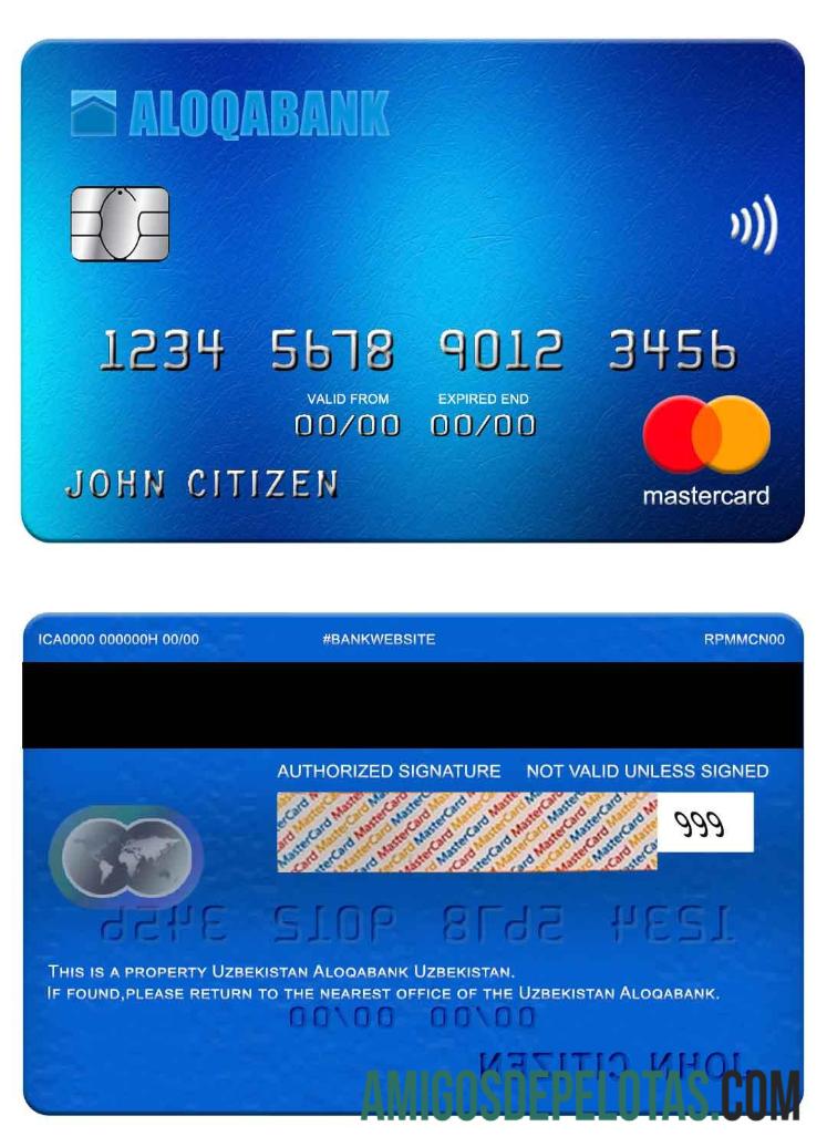 Uzbekistan Aloqabank mastercard makering