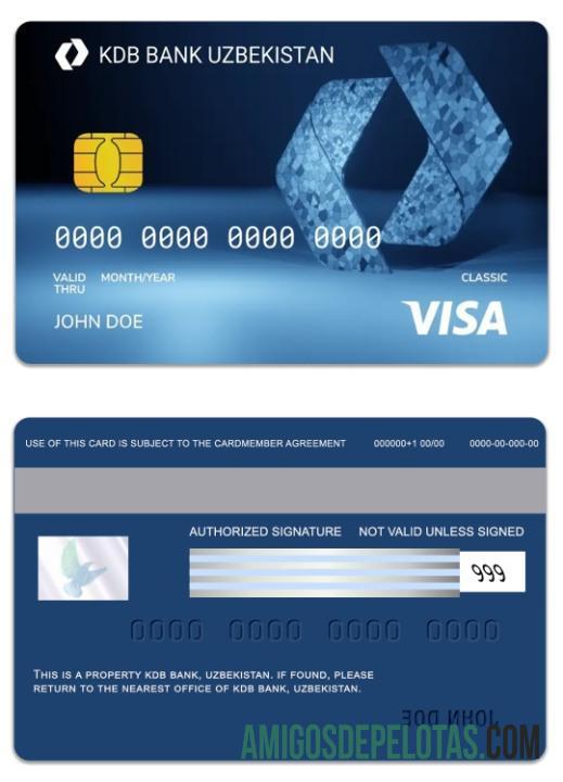 Uzbekistan KDB bank visa classic kartu sampel