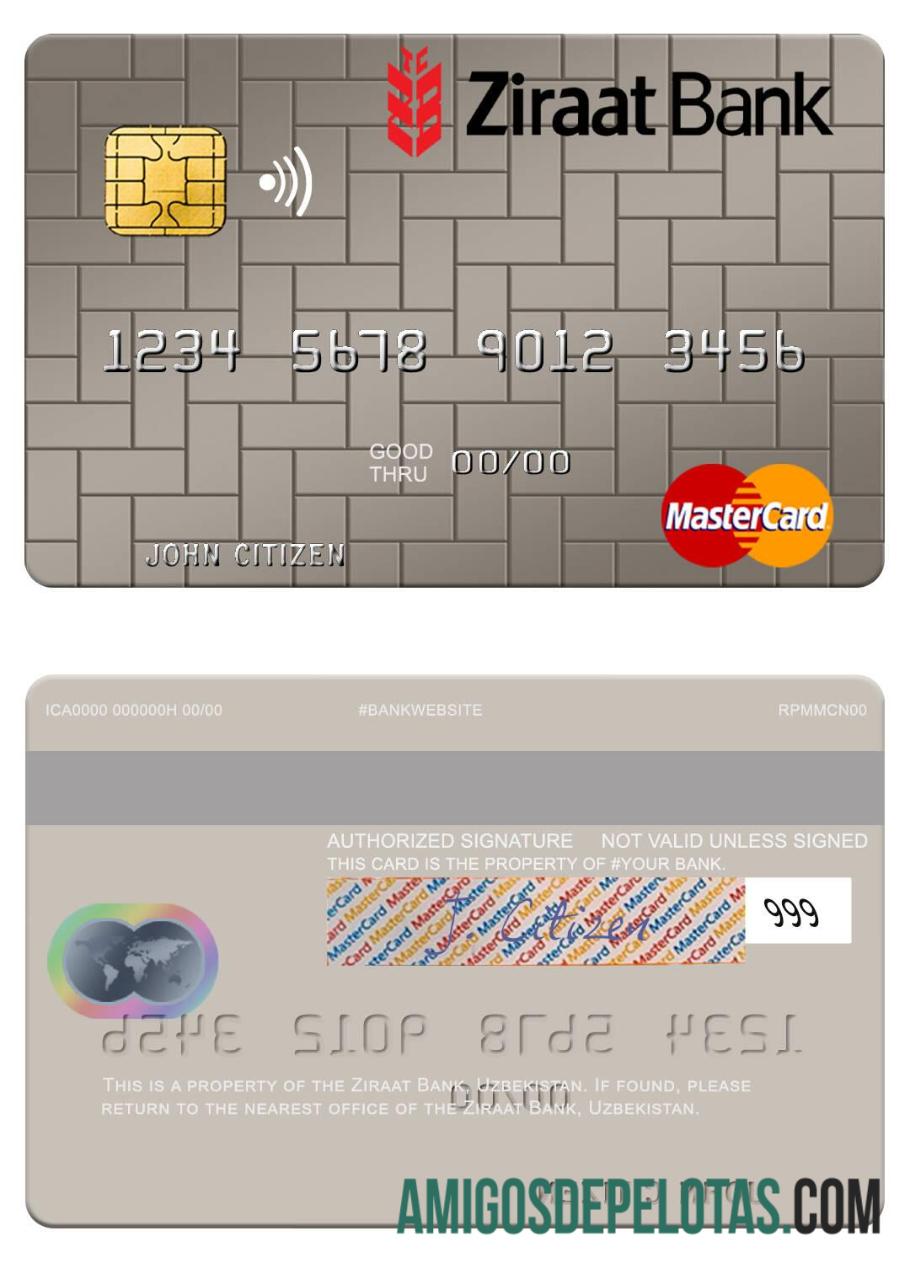 Uzbekistan Ziraat bank mastercard templat