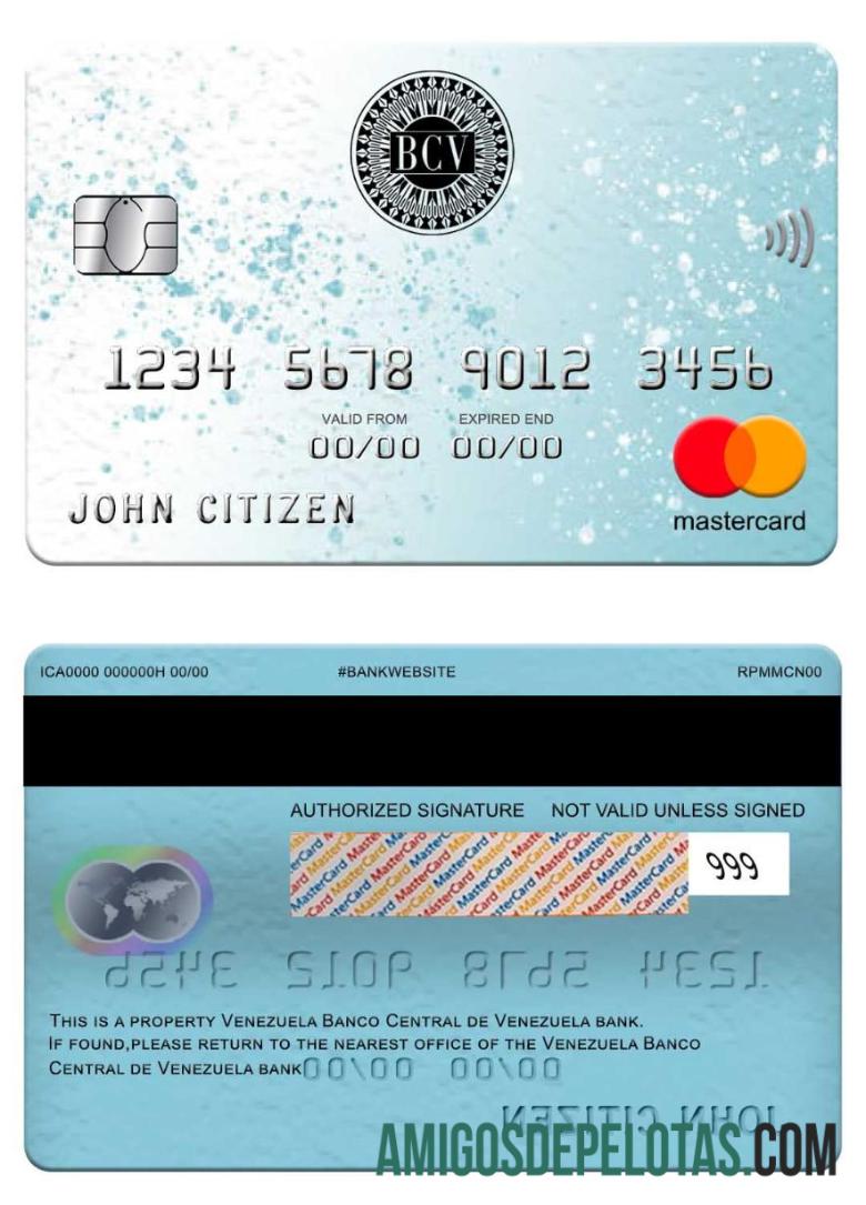 Venezuela Banco Central de Venezuela bank mastercard templat