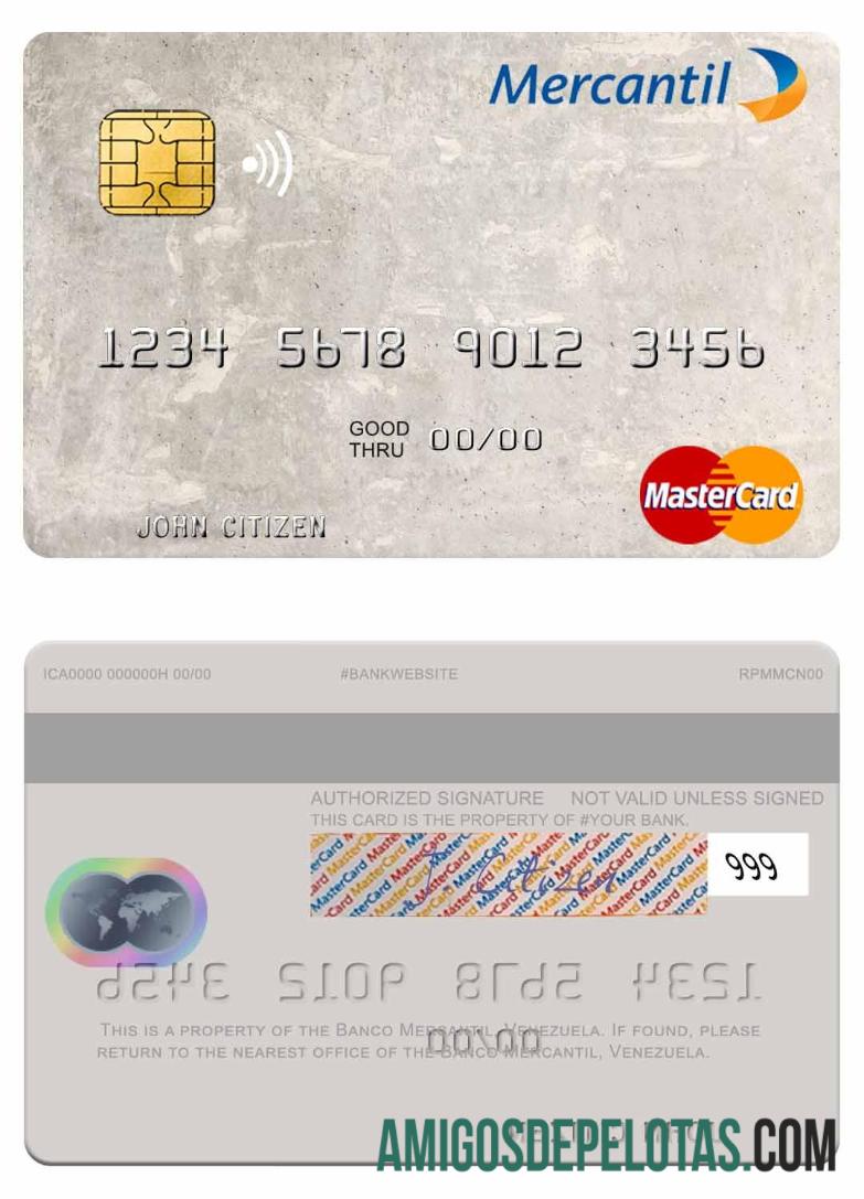 Venezuela Banco Mercantil mastercard templat
