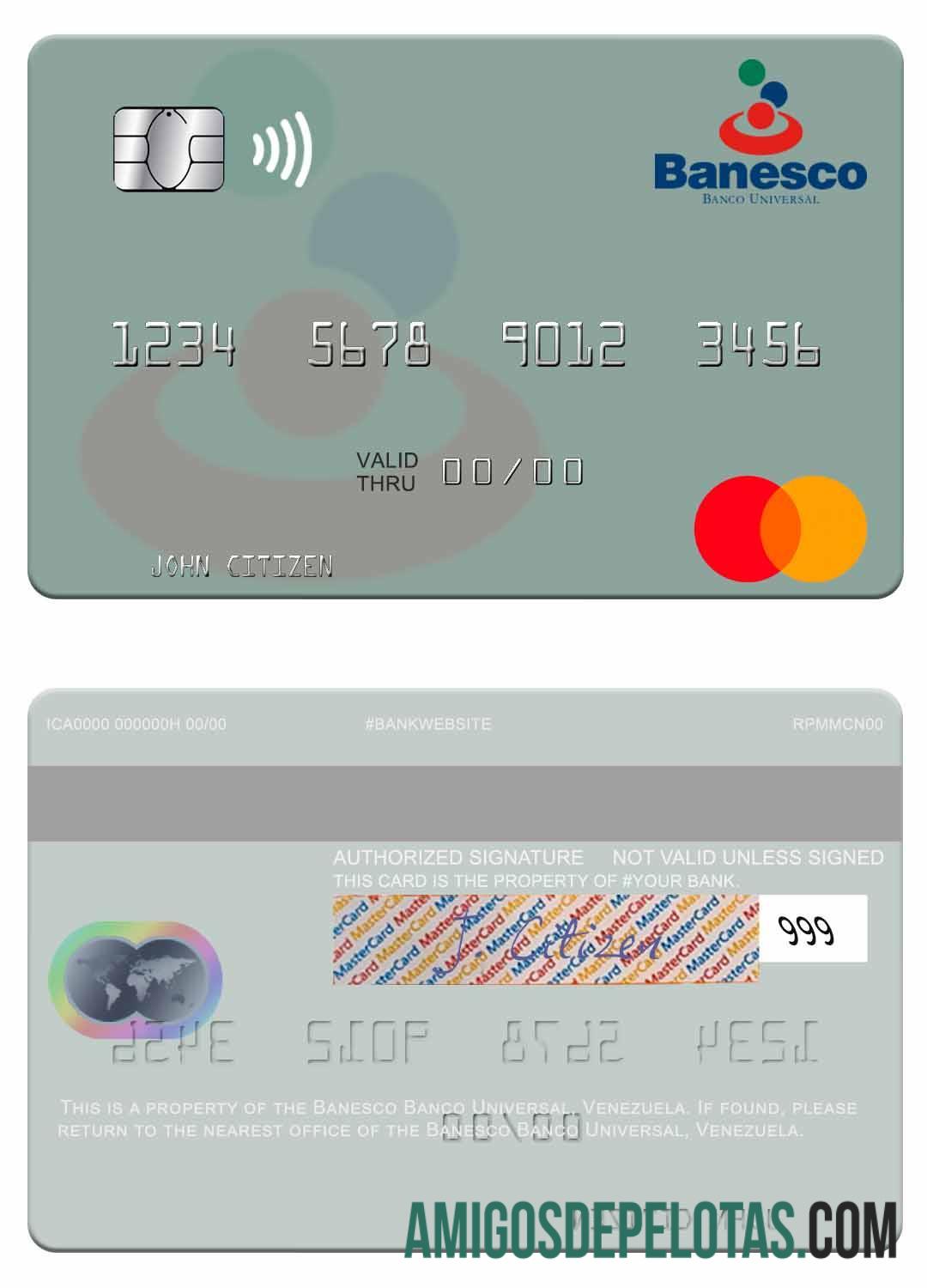 Venezuela Banesco Banco Universal mastercard desain