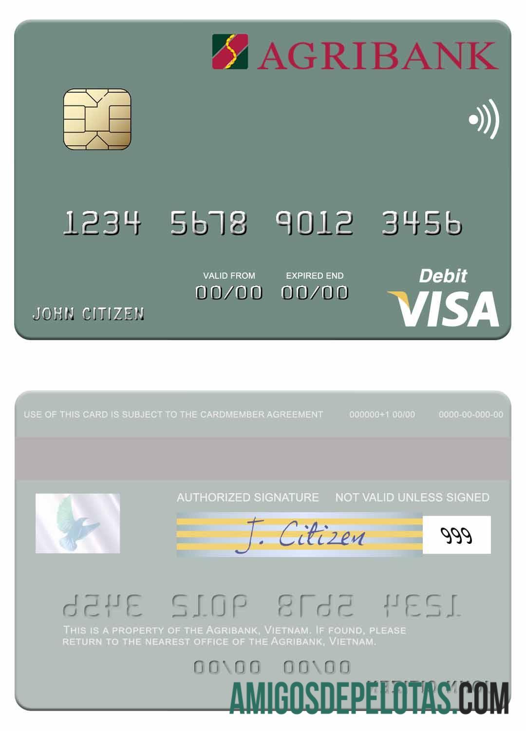 Vietnam Agribank visa Debit kartu templat