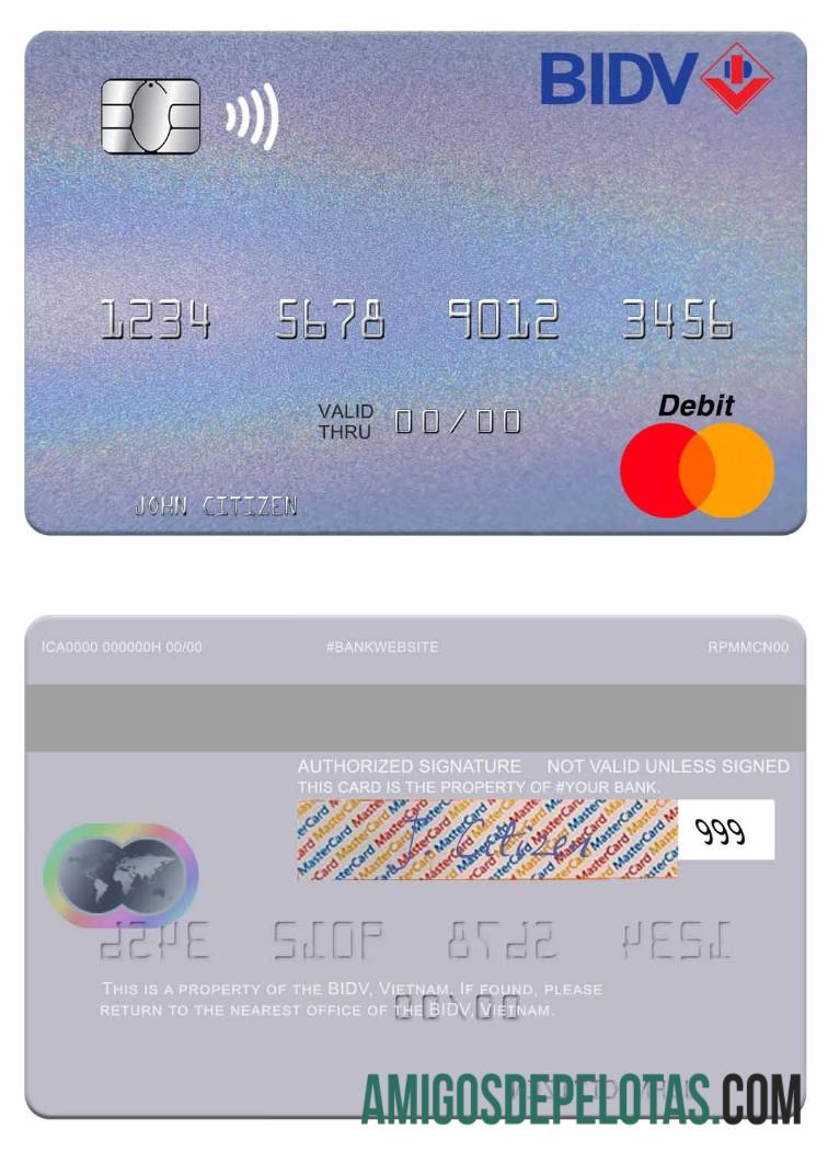 Vietnam BIDV mastercard sampel