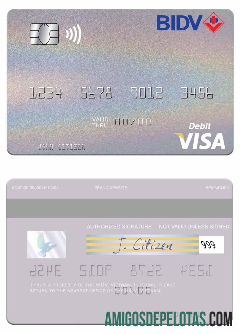 Vietnam BIDV visa Debit kartu desain