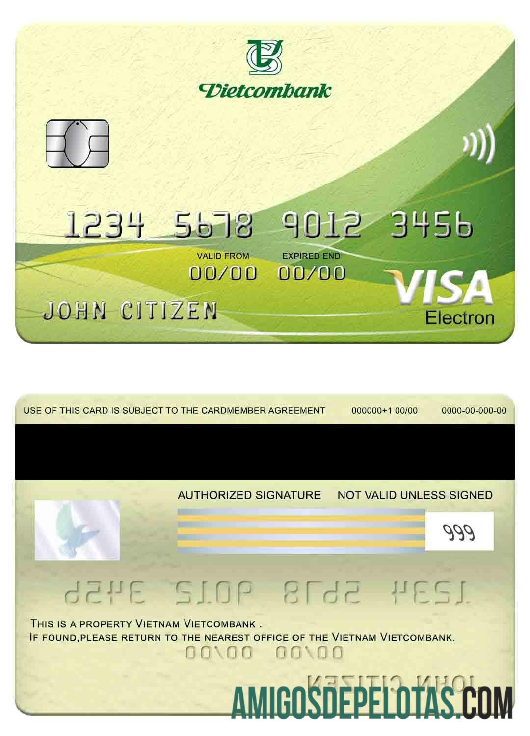 Vietnam Vietcombank visa electron kartu desain
