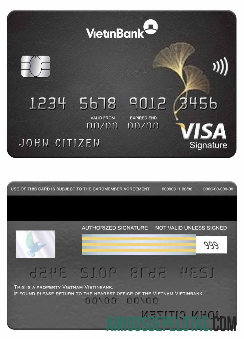 Vietnam Vietinbank visa Tanda Tangan kartu desain