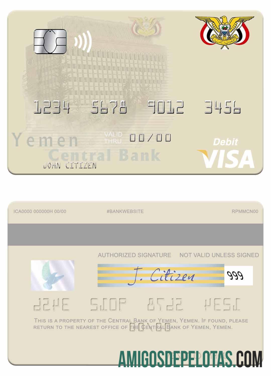Yaman Central bank of Yaman visa Debit kartu pratinjau