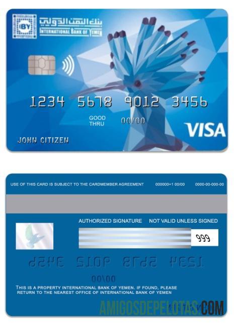 Yaman International bank of Yaman visa Kredit classic kartu desain