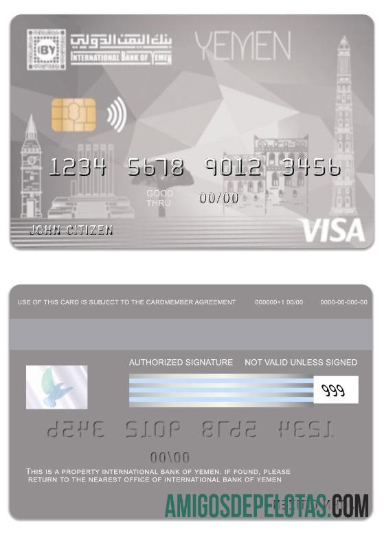 Yaman International bank of Yaman visa internet kartu templat
