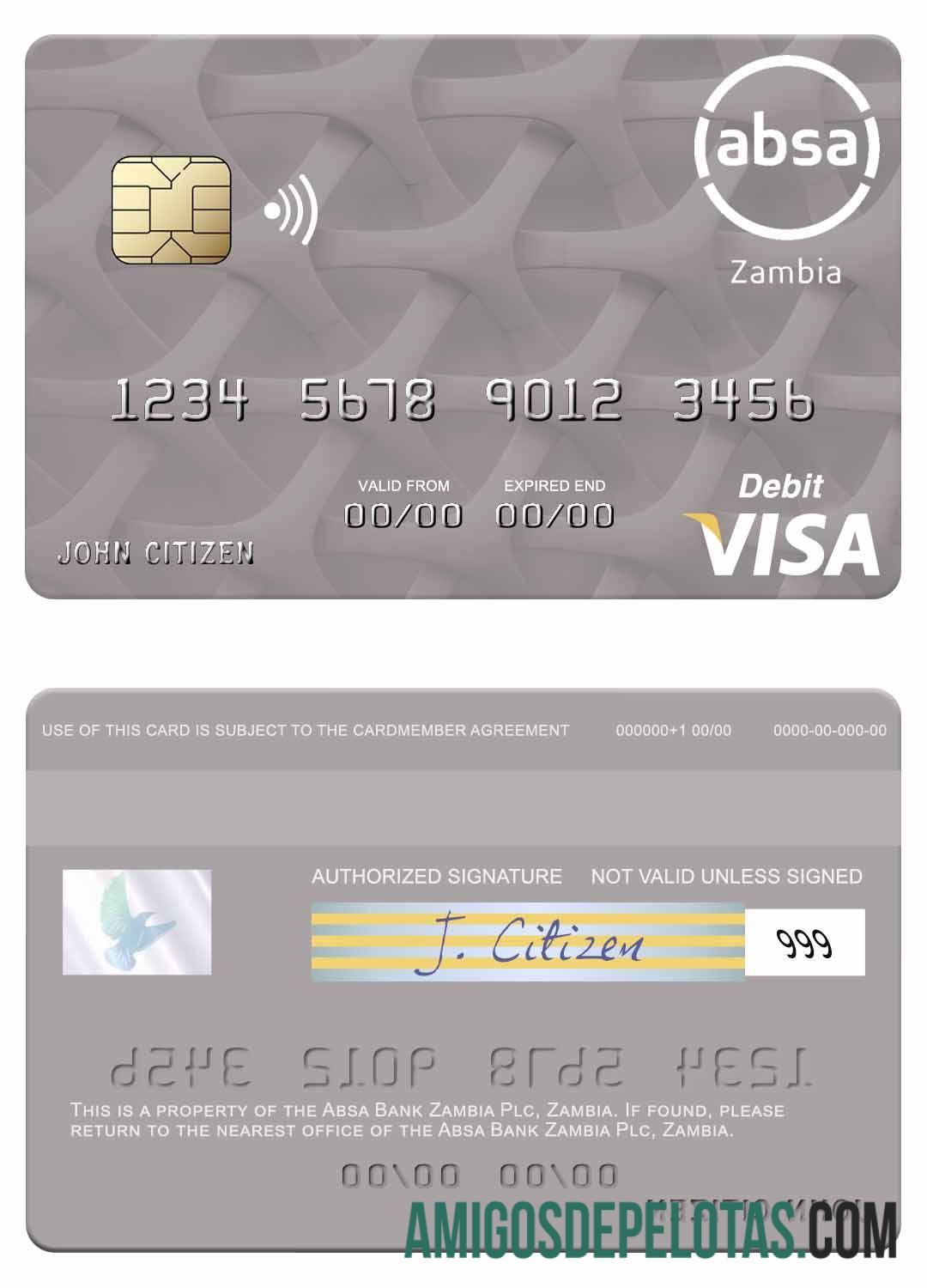 Zambia Absa bank Zambia Plc visa Debit kartu desain