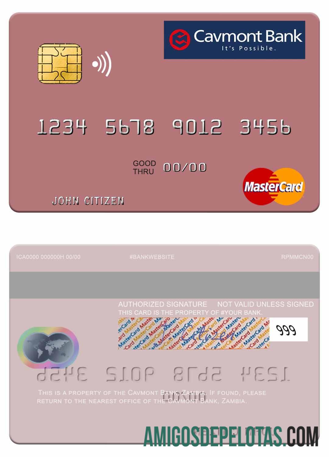 Zambia Cavmont bank mastercard sampel