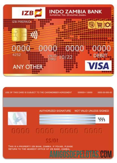 Zambia IZB bank visa Debit kartu pratinjau