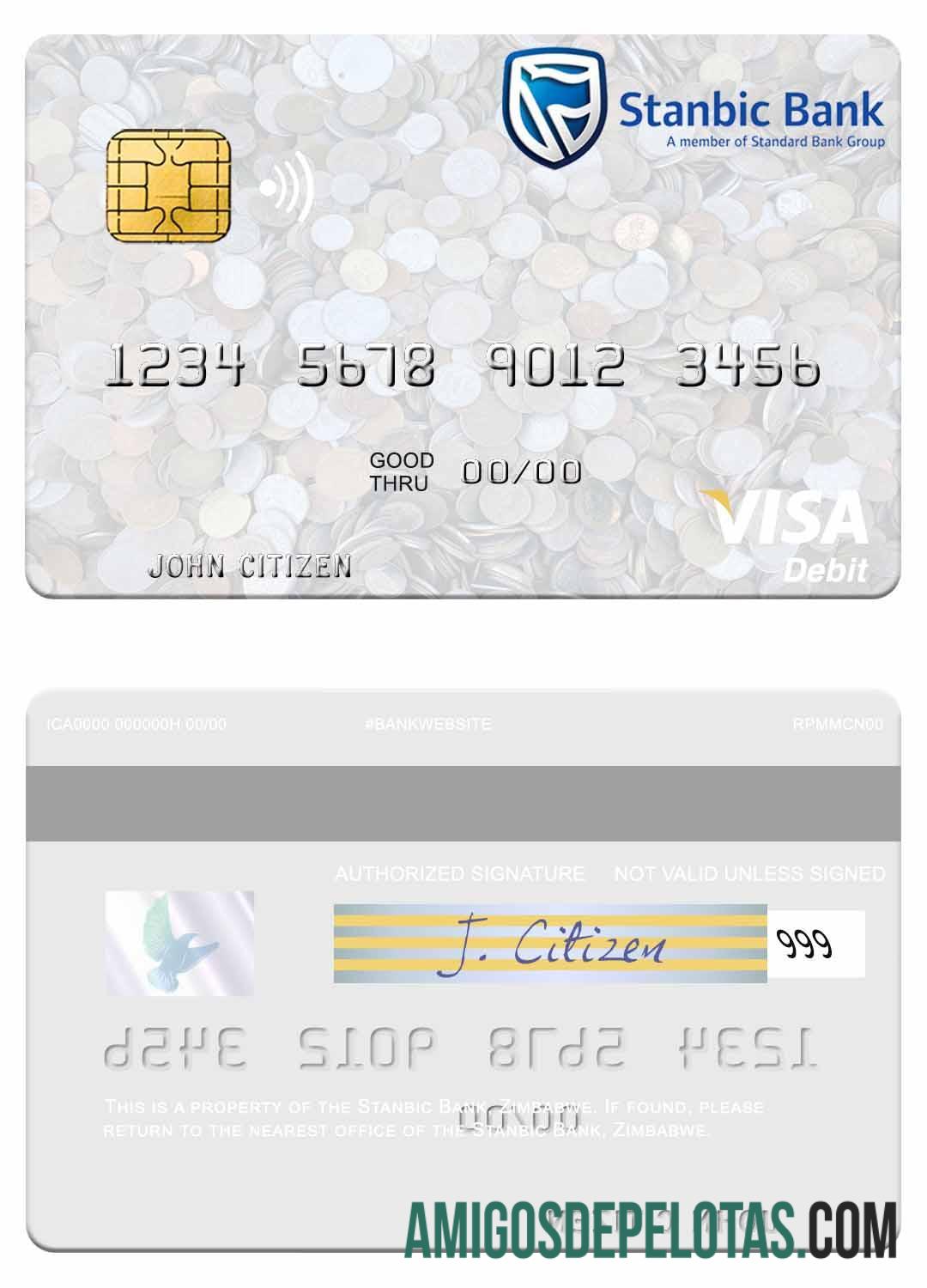 Zimbabwe Stanbic bank visa Debit kartu sampel