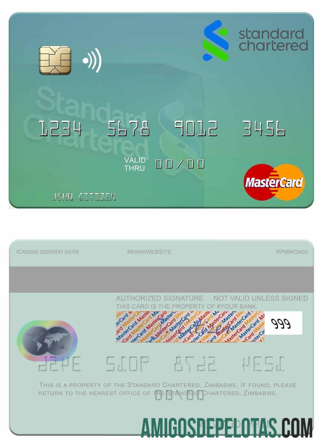 Zimbabwe standar Chartered mastercard templat