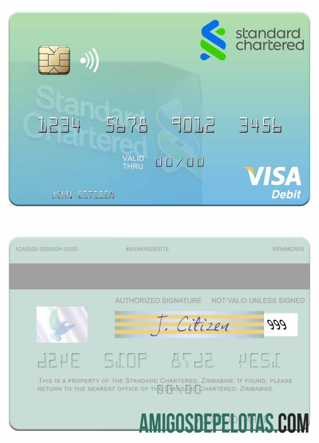 Zimbabwe standar Chartered visa Debit kartu templat