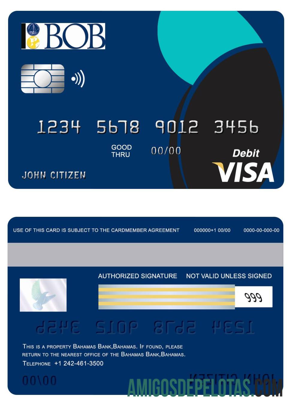 Bahama bank of the Bahama visa kartu sampel