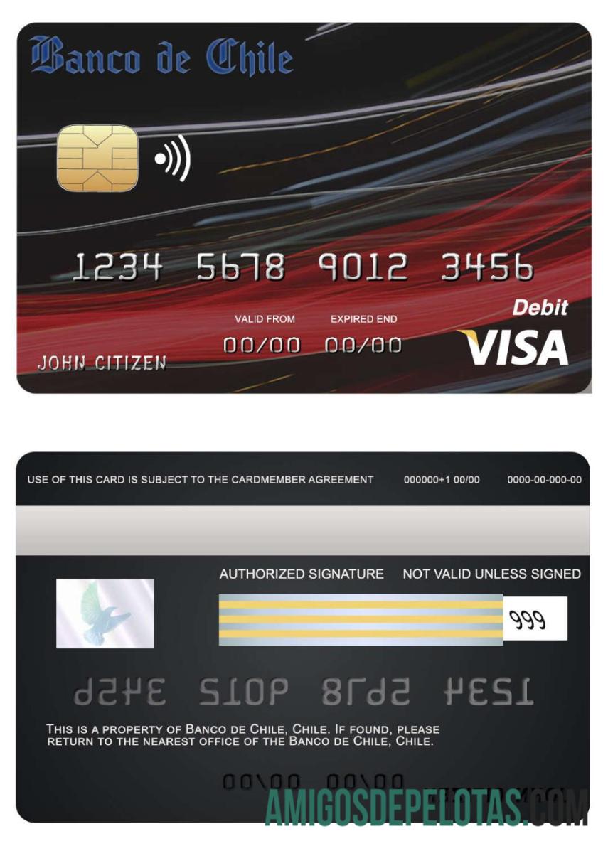 Chili Banco de Chili bank visa kartu templat