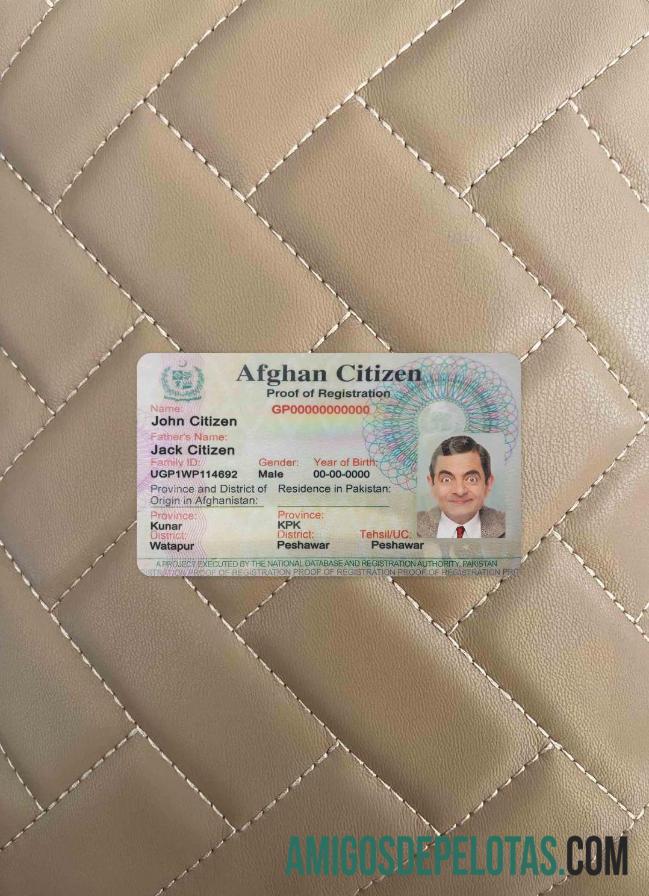 Afganistan Citizen proof pendaftaran kartu tampilan foto depan makering